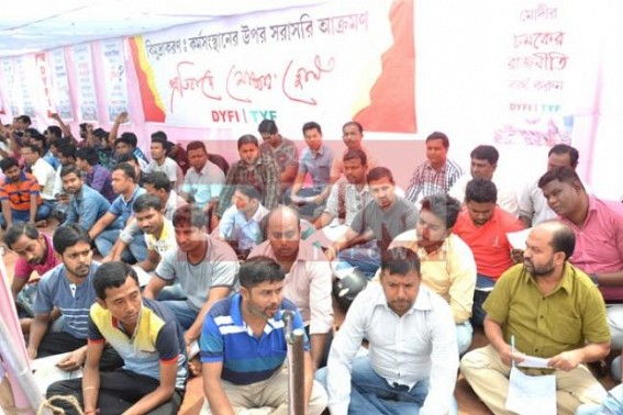 Jobless-Youths holding banners of Red-Revolution